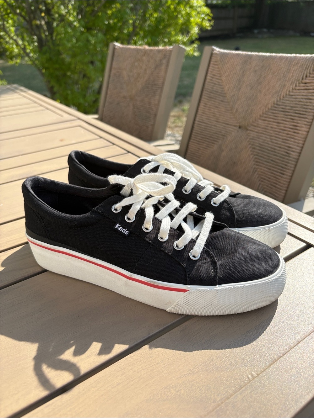 Keds Black Canvas Low-Top Platform Sneakers Size 10